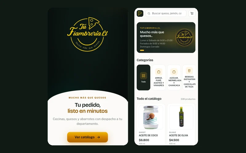 Tu Fiambrería: portada y catálogo de la app
